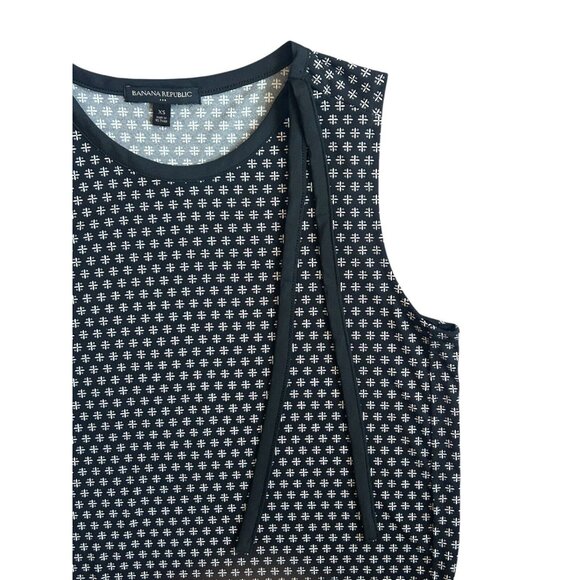 Banana Republic| Women's Black & White Print Shift Top Side Tie Accent XS - Picture 5 of 13